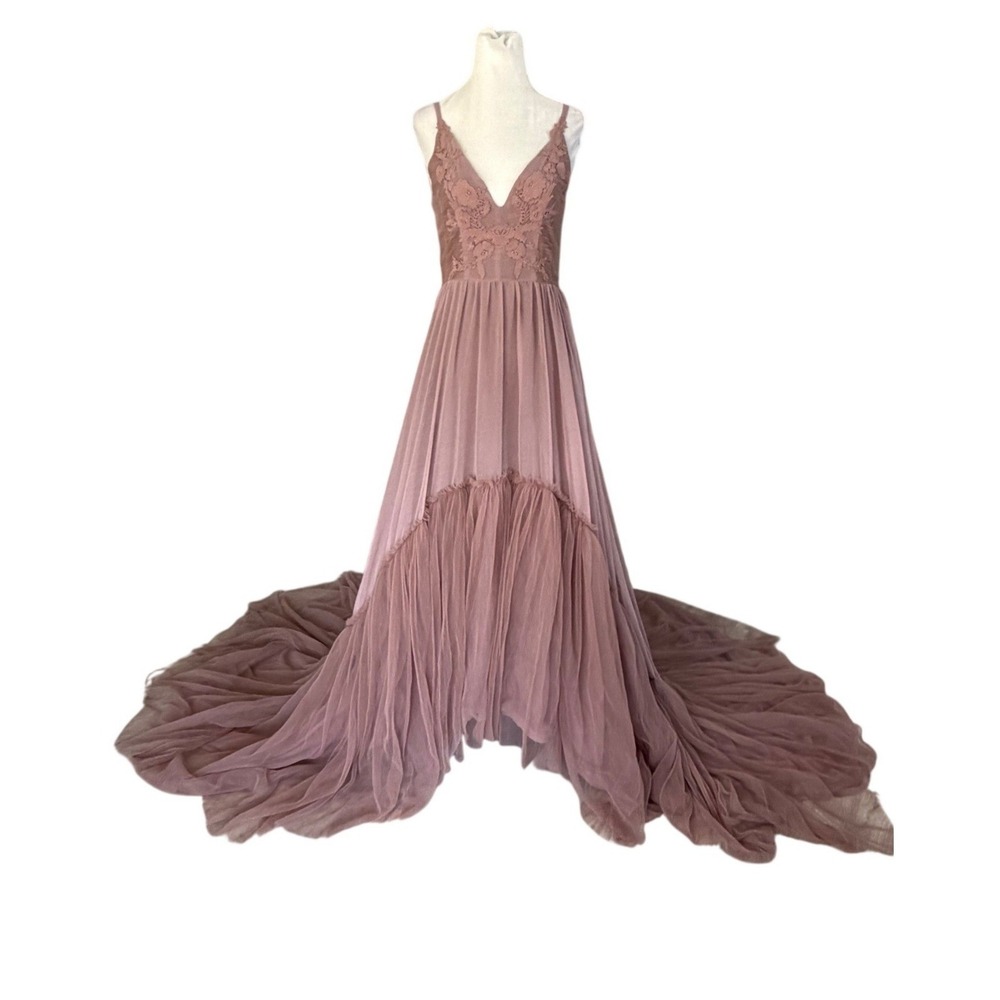 Mia Joy Joyfolie Mckenna Impact Maxi Dress Rose Taupe Wedding Dress XS - Picture 2 of 12